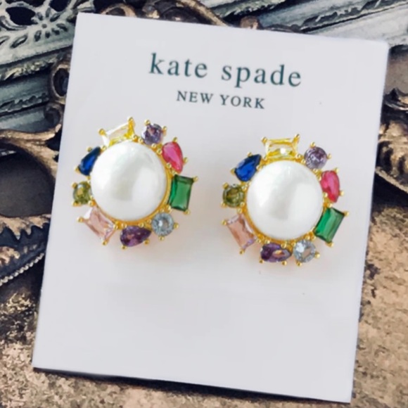 KATE SPADE • Candy Shop Pearl Rainbow Halo Earrings - Picture 3 of 4